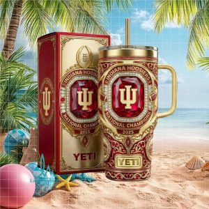 Indiana Hoosiers National Champions 2025 Football Trophy Luxury Gifts for Fans Stainless Steel Insulated Tumbler