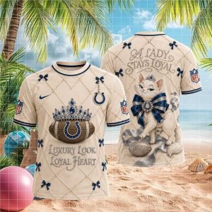 Indianapolis Colts White Cat A Lady Stays Loyal T Shirt
