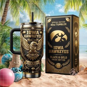 Iowa Hawkeyes Black and Gold Pride Edition Kinnick Stadium Vintage Football Fan Gifts Stainless Steel Insulated Tumbler