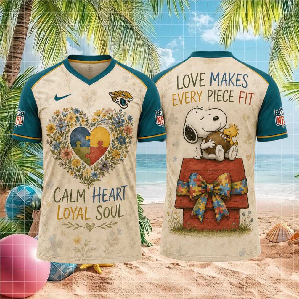 Jacksonville Jaguars Snoopy Autism Awareness Calm Heart Loyal Soul T Shirt Jacksonville Jaguars Snoopy Autism Awareness Calm Heart Loyal Soul T Shirt