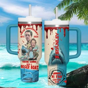 Jaws 50th Anniversary 1975 2025 Movie Quote Bigger Boat Retro Stainless Steel Insulated Tumbler