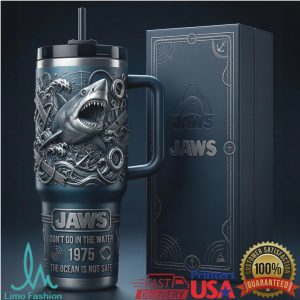 Jaws Movie 1975 Shark Attack Retro Beach 20oz Gift For Fans Stainless Steel Insulated Tumbler