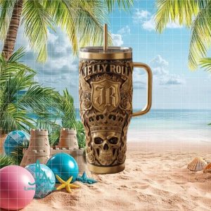 Jelly Roll JR Crown Skull Gold Retro Rock Music Fan Gift Stainless Steel Insulated Tumbler