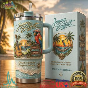 Jimmy Buffett Margaritaville Changes In Latitudes Tropical Retro Collector Gifts Stainless Steel Insulated Tumbler