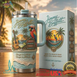 Jimmy Buffett Margaritaville Changes In Latitudes Tropical Retro Collector Gifts Stainless Steel Insulated Tumbler
