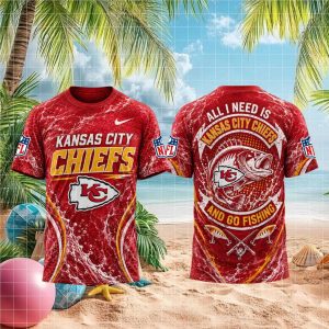 Kansas City Chiefs All I Need Is Go Fishing 3D T Shirt