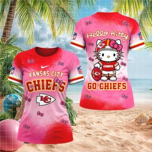 Kansas City Chiefs Hello Kitty Pink All Over Print Women T shirt