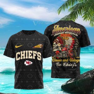 Kansas City Football Indian Chief Vintage Motorcycle T Shirt