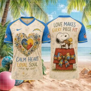 LA Chargers Snoopy Autism Awareness Floral Football T Shirt