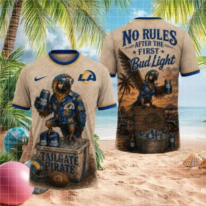 LA Rams Tailgate Pirate T Shirt Parrot Bud Light Football Fan T Shirt