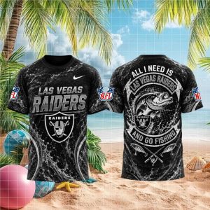 Las Vegas Raiders All I Need Is Go Fishing 3D T Shirt