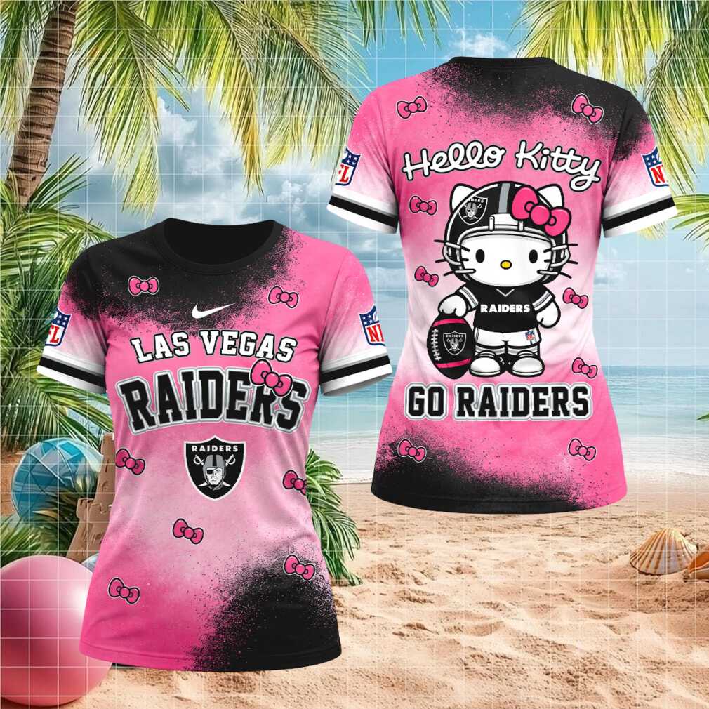 Las Vegas Raiders Hello Kitty Pink All Over Print Women T shirt Las Vegas Raiders Hello Kitty Pink All Over Print Women T shirt