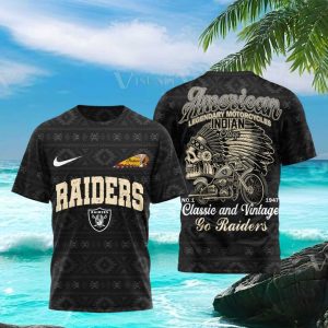 Las Vegas Raiders Indian Motorcycle Vintage Classic Print T Shirt