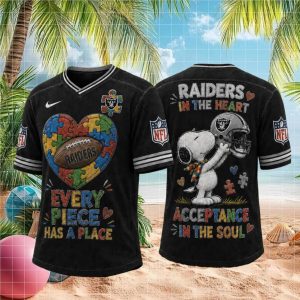 Las Vegas Raiders Snoopy Autism Awareness Football T Shirt