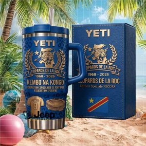 Leopards De La RDC FECOFA Congo Football 1968 2026 Anniversary Blue 40oz Stainless Steel Insulated Tumbler