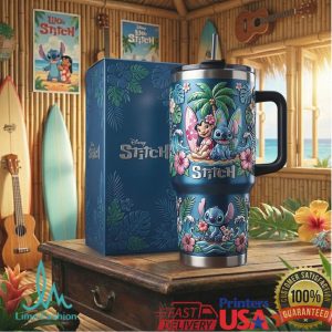 Lilo And Stitch Tropical Ohana Beach Summer Vibes 20oz Gift Stainless Steel Insulated Tumbler