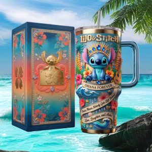 Lilo and Stitch Ohana Forever Tropical Retro Hawaiian 20oz Kids Gift Stainless Steel Insulated Tumbler