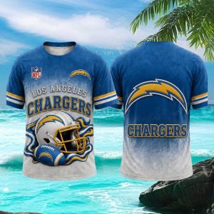 Los Angeles Chargers Football Lightning Bolt Helmet 3D Graphic T Shirt