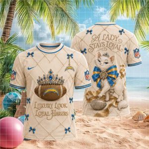 Los Angeles Chargers Luxury Pearl Cat Loyal Lady T Shirt