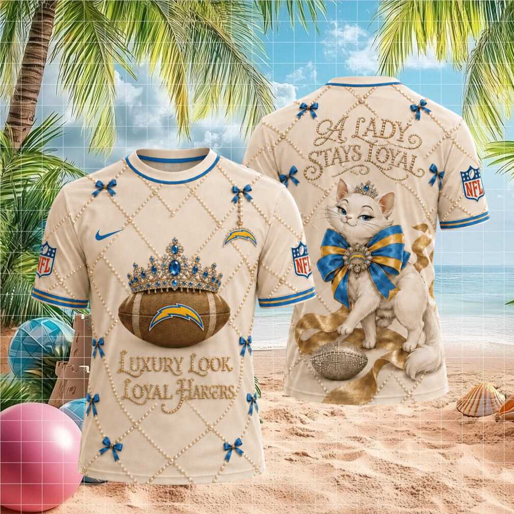 Los Angeles Chargers Luxury Pearl Cat Loyal Lady T Shirt Los Angeles Chargers Luxury Pearl Cat Loyal Lady T Shirt