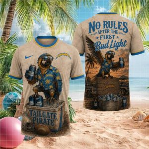 Los Angeles Chargers Tailgate Pirate T Shirt Funny Bud Light No Rules Fan Apparel