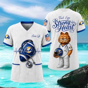 Los Angeles Rams NFL Garfield Tired Eyes Strong Heart T Shirt
