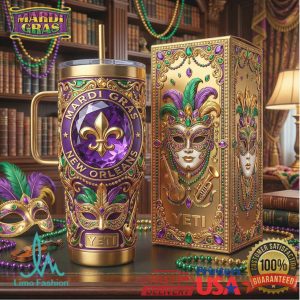 Mardi Gras New Orleans Fleur De Lis 2026 Retro Purple Gifts for Women Stainless Steel Insulated Tumbler