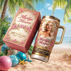 Marilyn Monroe 100th Anniversary Pink Floral Retro Glamour Stainless Steel Insulated Tumbler