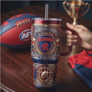 Melbourne Demons AFL Footy Heart of Red and Blue 20oz Fan Gifts Stainless Steel Insulated Tumbler