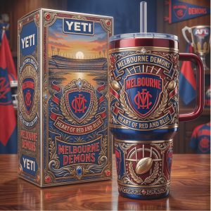 Melbourne Demons AFL Footy Heart of Red and Blue 20oz Fan Gifts Stainless Steel Insulated Tumbler