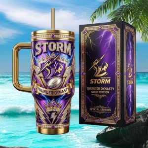 Melbourne Storm Thunder Dynasty Gold Edition NRL 20oz Retro Stainless Steel Insulated Tumbler