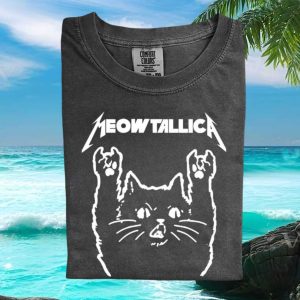 Meowtallica Metal Band Cat Logo Rock Music Graphic T Shirt