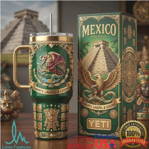 Mexico Liberty Laughs Legend 2026 Retro Aztec Heritage Style Gifts for Men Stainless Steel Insulated Tumbler