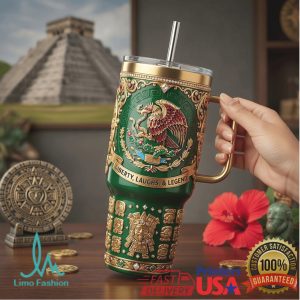 Mexico Liberty Laughs Legend 2026 Retro Aztec Heritage Style Gifts for Men Stainless Steel Insulated Tumbler
