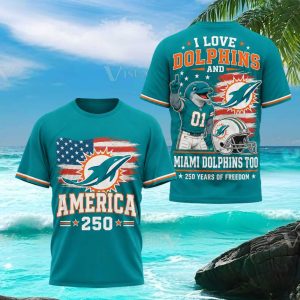Miami Dolphins America 250 Years Of Freedom Teal T Shirt