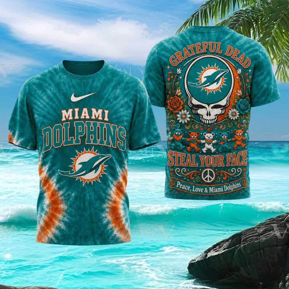 Miami Dolphins Grateful Dead Steal Your Face Tie Dye T Shirt Miami Dolphins Grateful Dead Steal Your Face Tie Dye T Shirt