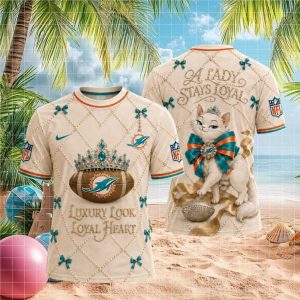 Miami Dolphins Luxury Pearl Tiara Cat Loyal Heart T shirt