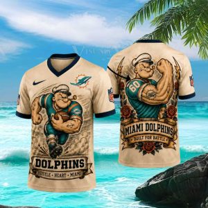 Miami Dolphins Popeye Hustle Heart Custom NFL Football T Shirt