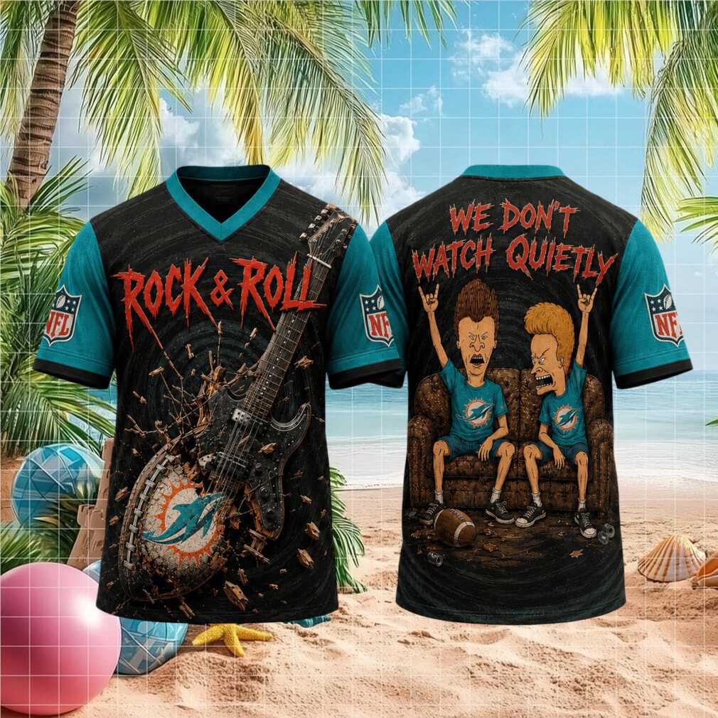 Miami Dolphins Rock and Roll Cartoon Fan T Shirt Miami Dolphins Rock and Roll Cartoon Fan T Shirt