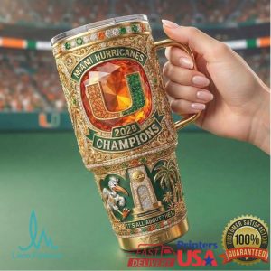 Miami Hurricanes NCAA 2025 Champions Sebastian Ibis 20oz Retro Fan Gift Stainless Steel Insulated Tumbler