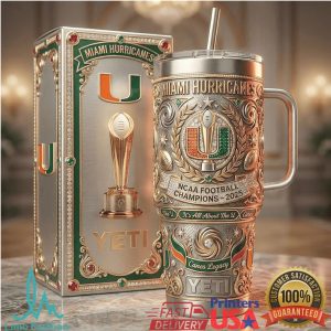 Miami Hurricanes NCAA Football Champions 2025 Canes Legacy Retro Fan Gift Stainless Steel Insulated Tumbler