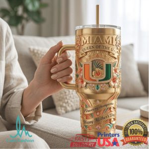 Miami Hurricanes Queen Of The U Mothers Day 2026 Gift Vintage Stainless Steel Insulated Tumbler