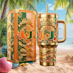 Miami Hurricanes Queen Of The U Mothers Day 2026 Retro Gift Stainless Steel Insulated Tumbler