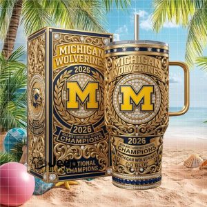 Michigan Wolverines 2026 NCAA National Champions Go Blue Luxury Gold 40oz Style Stainless Steel Insulated Tumbler