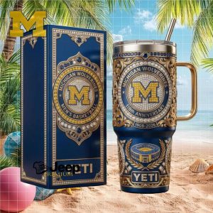 Michigan Wolverines Men's Basketball 118th Anniversary 1908 2026 Retro Blue Gold Fan Gift Stainless Steel Insulated Tumbler
