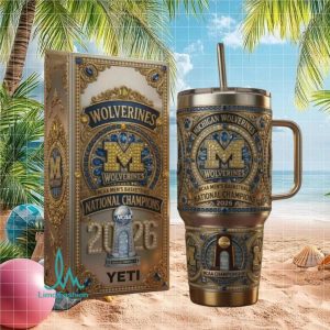 Michigan Wolverines NCAA Basketball National Champions 2026 Gold Luxury Gift Stainless Steel Insulated Tumbler