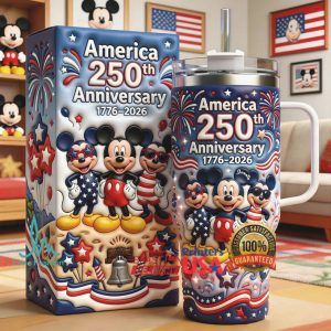Mickey Mouse America 250th Anniversary Fireworks Patriotic 1776 2026 Celebration Stainless Steel Insulated Tumbler