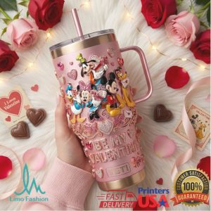 Mickey Mouse and Friends Be My Valentine Pink Disney Fans Stainless Steel Insulated Tumbler