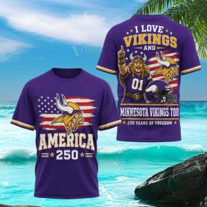 Minnesota Vikings America 250 Years Of Freedom Purple T Shirt