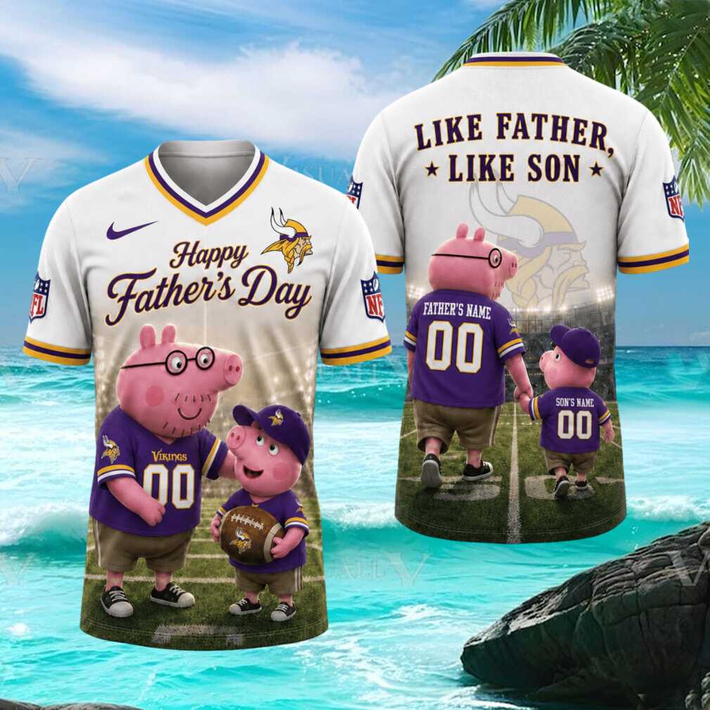 Minnesota Vikings Like Father Like Son Personalized Piglet Fan T Shirt Minnesota Vikings Like Father Like Son Personalized Piglet Fan T Shirt